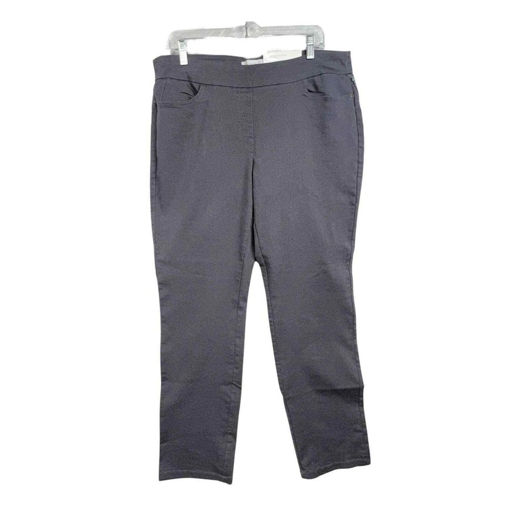 Liz Claiborne Womens Pull On Pants NWT Size 14 Amber Straight Leg Mid Rise Gray